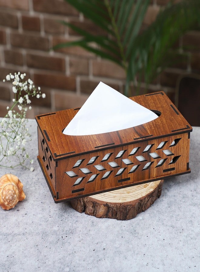 Deskart علبة مناديل ورقية خشبية من Deskart | حامل مناديل ورقية خشبي أنيق ومزخرف للسيارة والمنزل ومكتب العمل والمطاعم والكافيتريات (مستطيل) - Image 1
